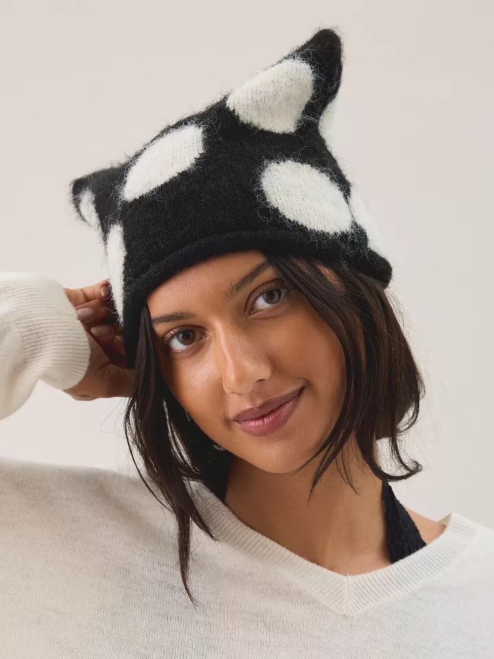 Urban Outfitters Mylo Polka Dot Square Beanie One Size